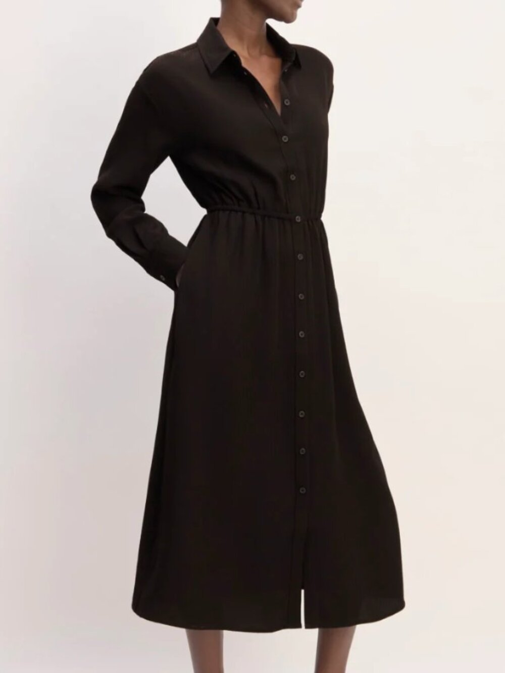 EVERLANE Longsleeve Stripe Black Shirt Midi Dress